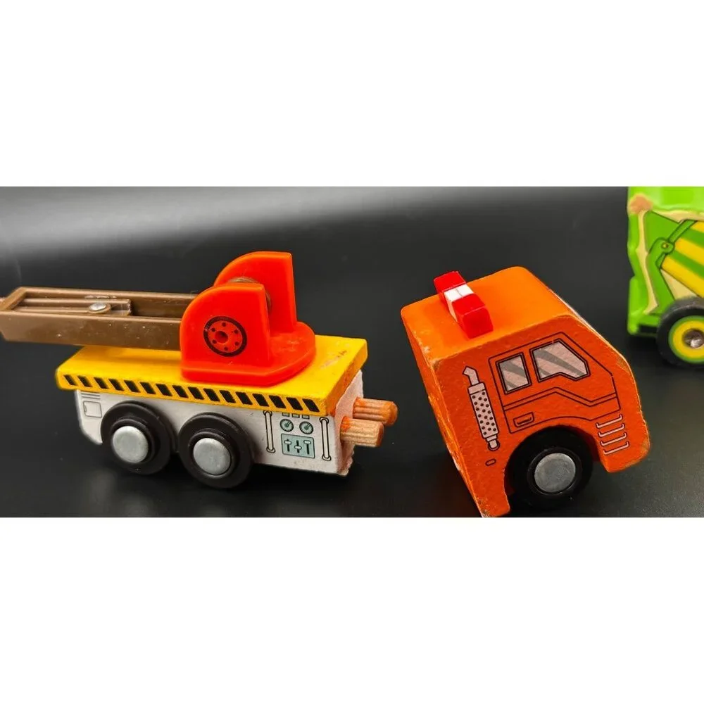 Wooden Madison Joseph Battat Construction Vehicles Police Trucks Vintage- READ‎